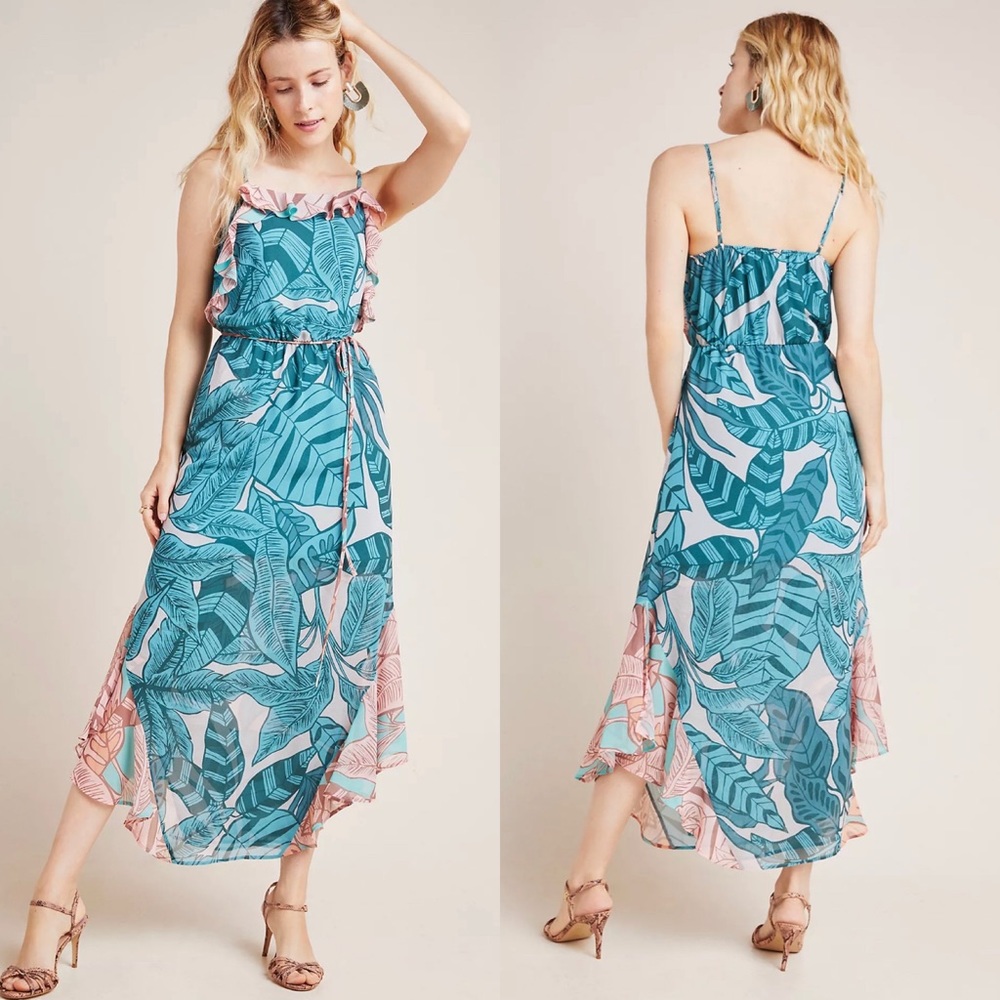 Anthro Farm Rio Ruffled Botanical Maxi Dress - Picture 1 of 7